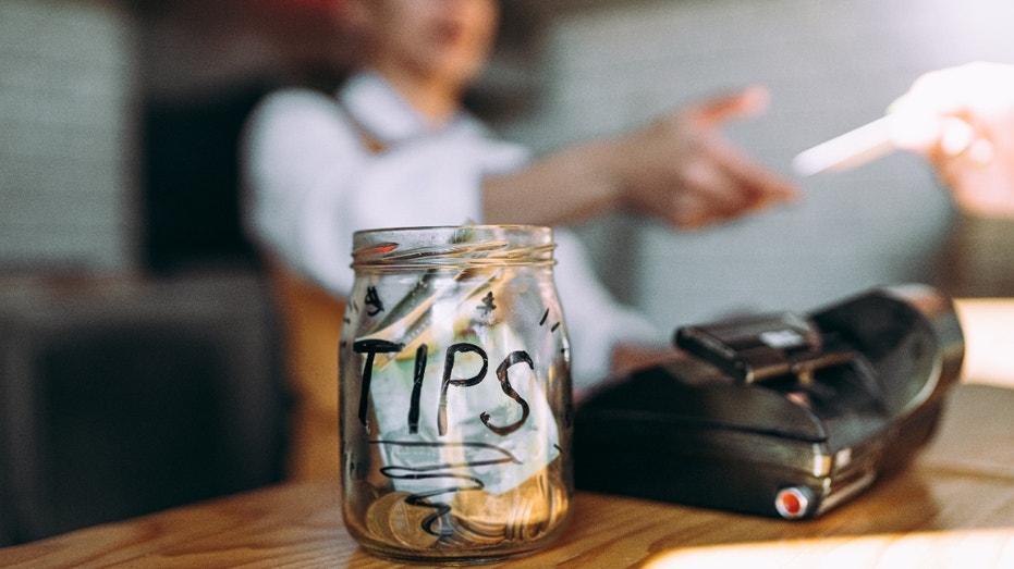 Tip jar on a counter