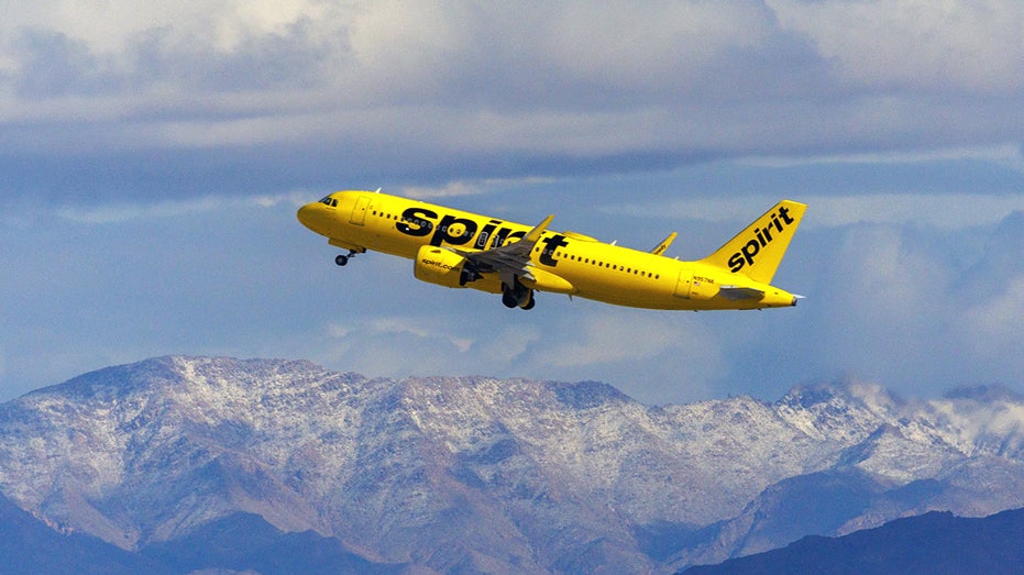 Spirit Airlines commercial airlines takes off from Las Vegas