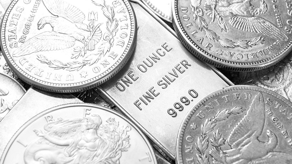 Silver bars and coins